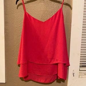 Hot pink flowy tank top v neck